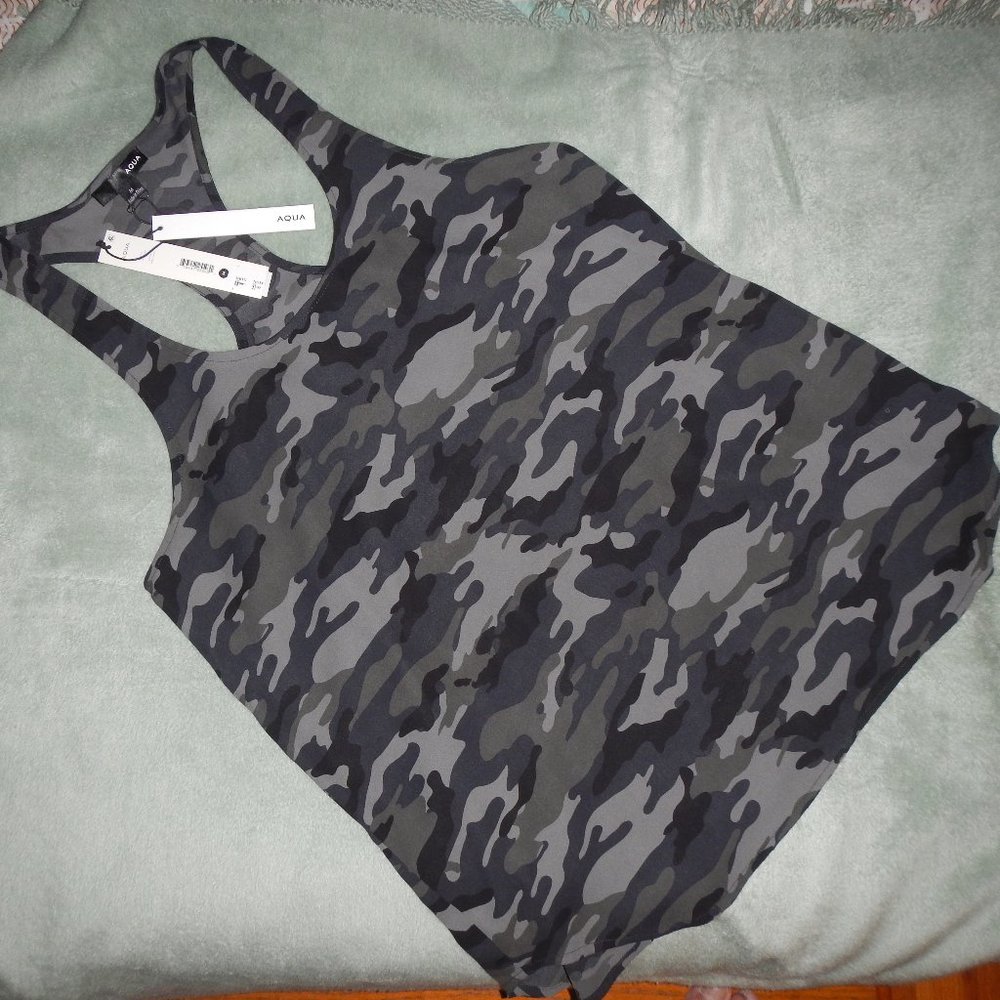 AQUA GREY CAMO RACEBACK TOP